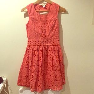 ModCloth Yumi eyelet coral summer dress size 0/2